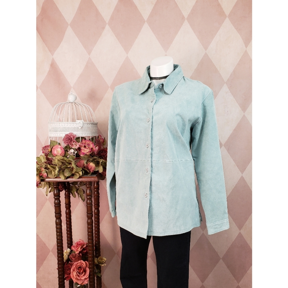 Dialogue | Leather Teal Jacket
